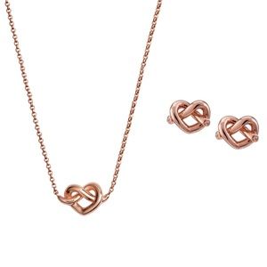KATE SPADE • Rose Gold Loves Me Knot Necklace Earrings Set